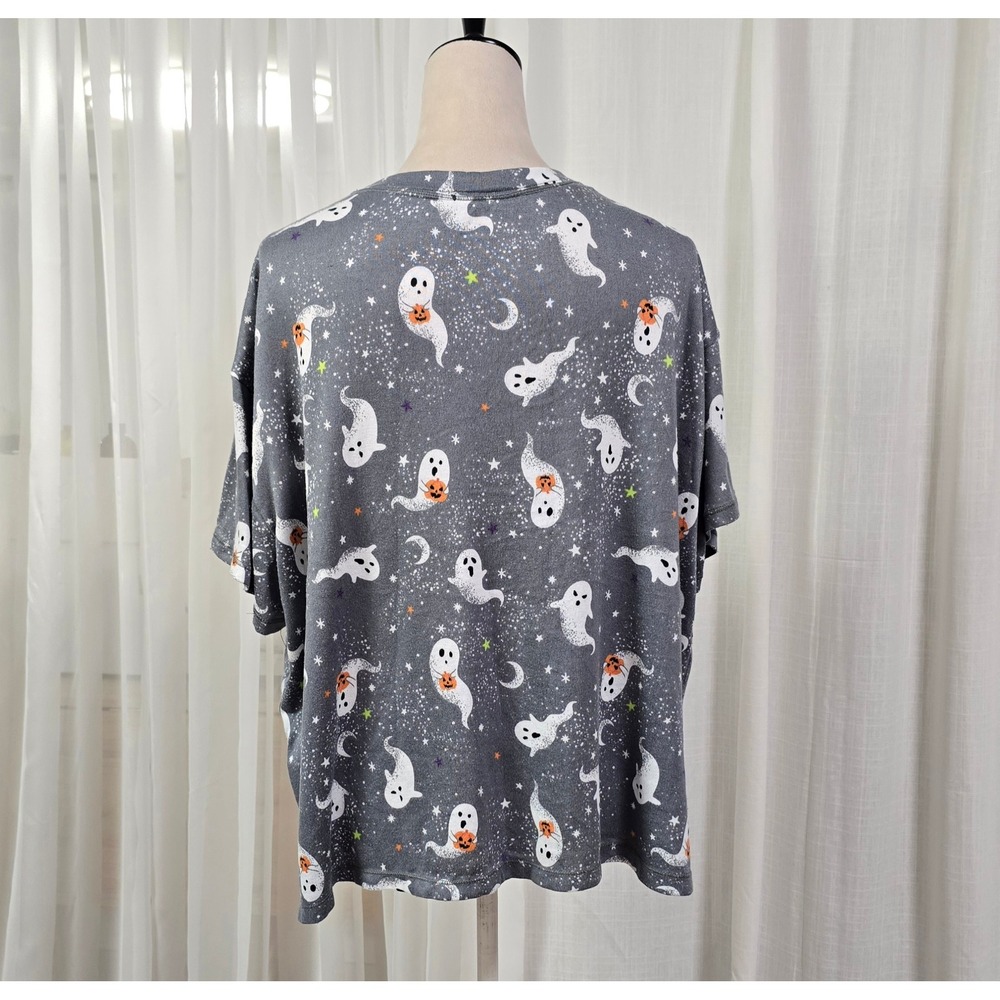 Way To Celebrate! Halloween Gray Ghost Print T-Shirt Plus Size 3X
